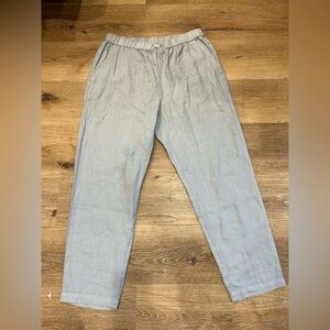 Eileen Fisher Organic Linen Tapered Pant Light Blue Medium Ankle